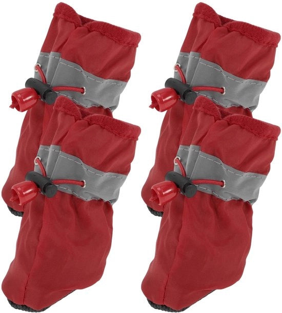Piedi antiscivolo per cani 4 pezzi - Scarpe per cani con suola antiscivolo - Impermeabili - Cinture regolabili - Scarpe per cani leggere - Comfortevole camminata