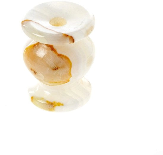 Sostegno per candela, Candelabro naturale in onice per candele sottili, Sostegno per candela in onice marmoreo, Ideale per candele fino a Ø 9 mm (Altezza 5 cm)
