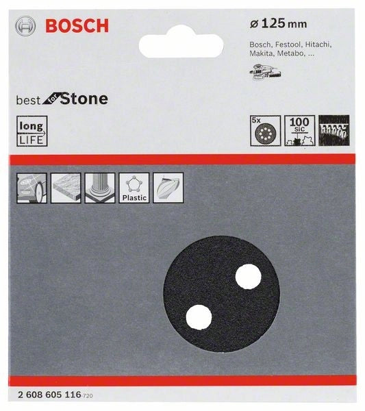 2608605116 - Foglio abrasivo F355, confezione da 5 pz. 125 mm, 100