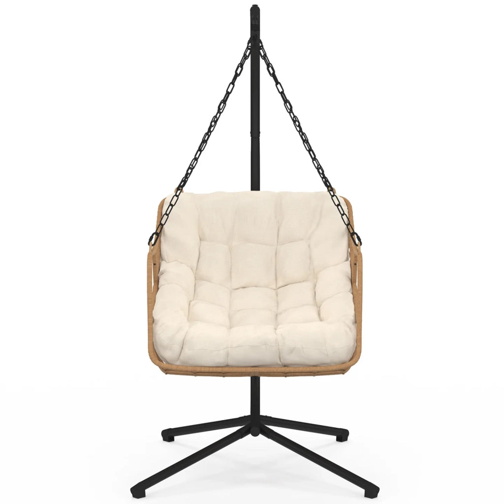IDMarket - LOA reclinabile in rattan traforato con cuscino ecrù