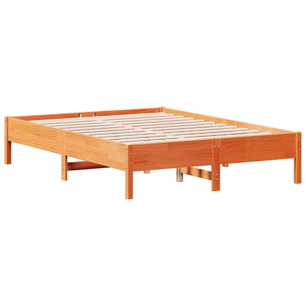 Letto senza Materasso Marrone Cera 135x190 cm in Legno di Pino