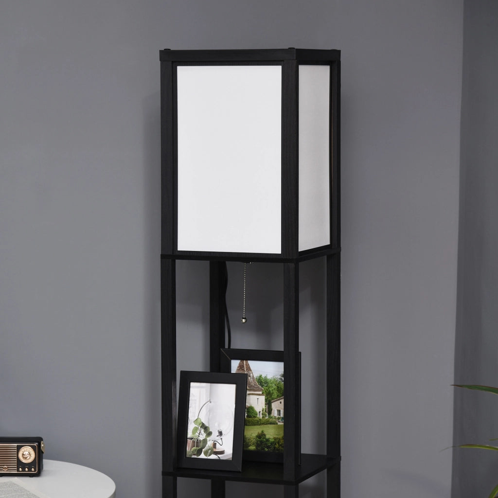 Lampada da terra con mensola ¨C Zephmum ¨C Nero e Bianco 26x26x156 cm