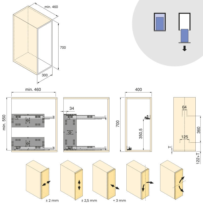 Portabottiglie laterale estraibile Harmony con chiusura soft, Modulo larghezza 150mm altezza 700mm, Acciaio e Legno, G..