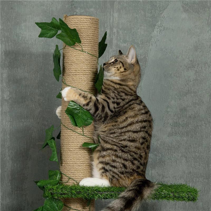 ALBERO TIRAGRAFFI PER GATTI A SOFFITTO ALTO 202-242 CM REGOLABILE CON ASTA DI TENSIONE VERDE