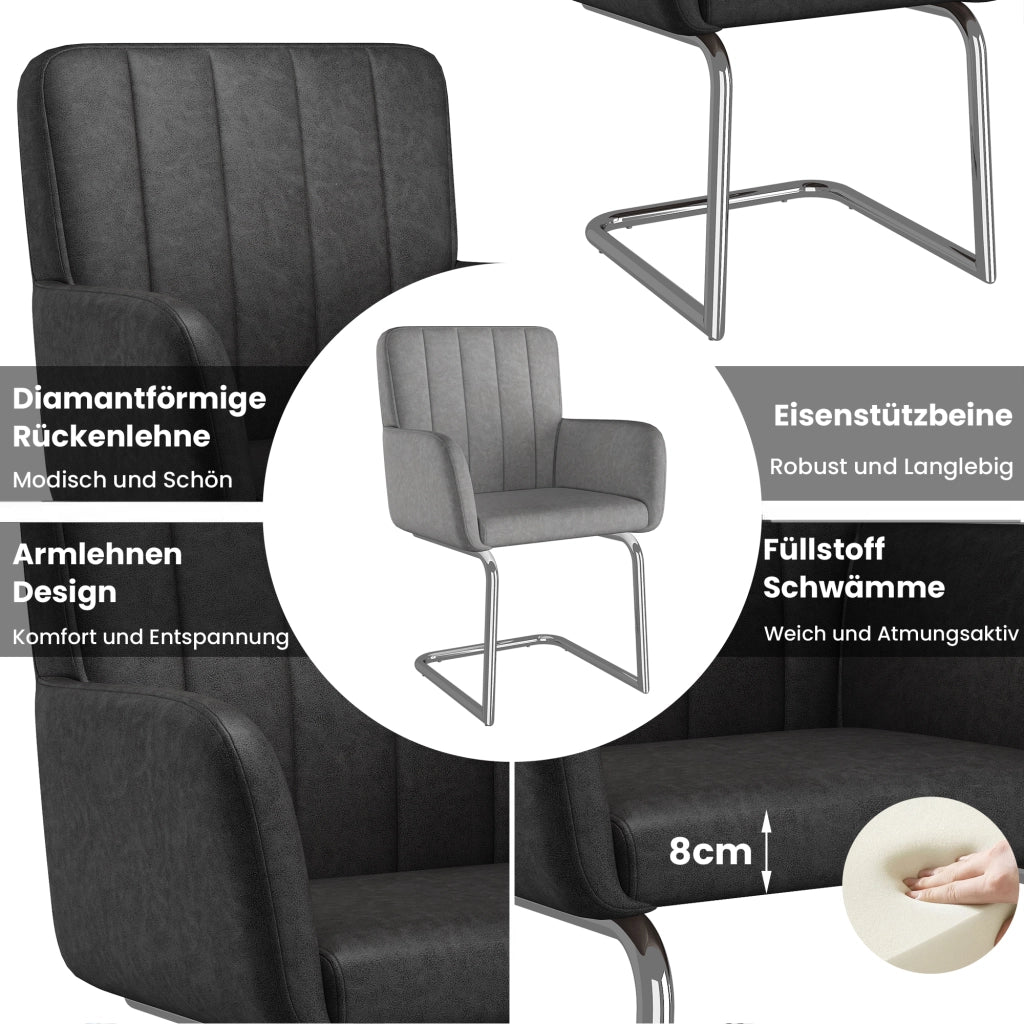SEDIA da pranzo Set da 2 pezzi 64,01x57,2x57 cm Nero in pelle PU e metallo