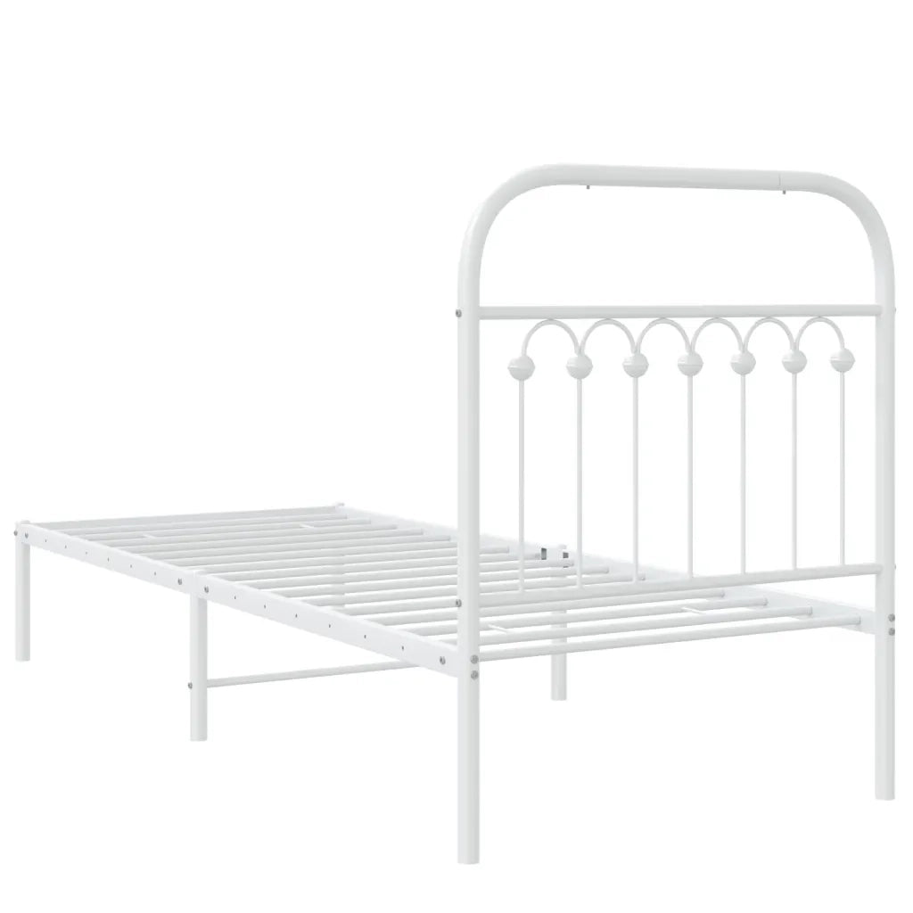 Giroletto senza Materasso con Testiera-Struttura Letto Metallo Bianco 75x190 cm 269934