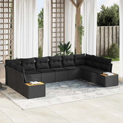 Set Divano da Giardino con cuscino 10 pcs Nero Polyrattan 3356843