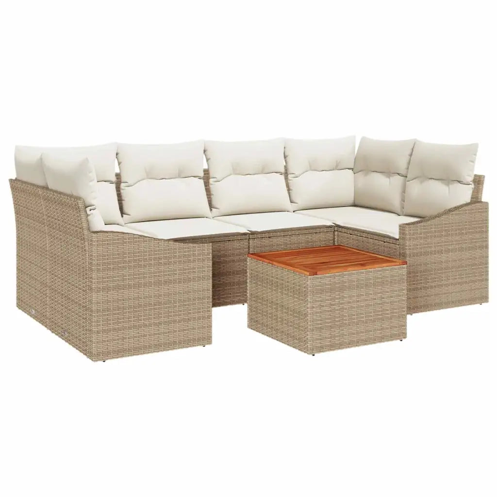 Set Divano da Giardino 7 pcs Beige e Crema polyrattan 3356454