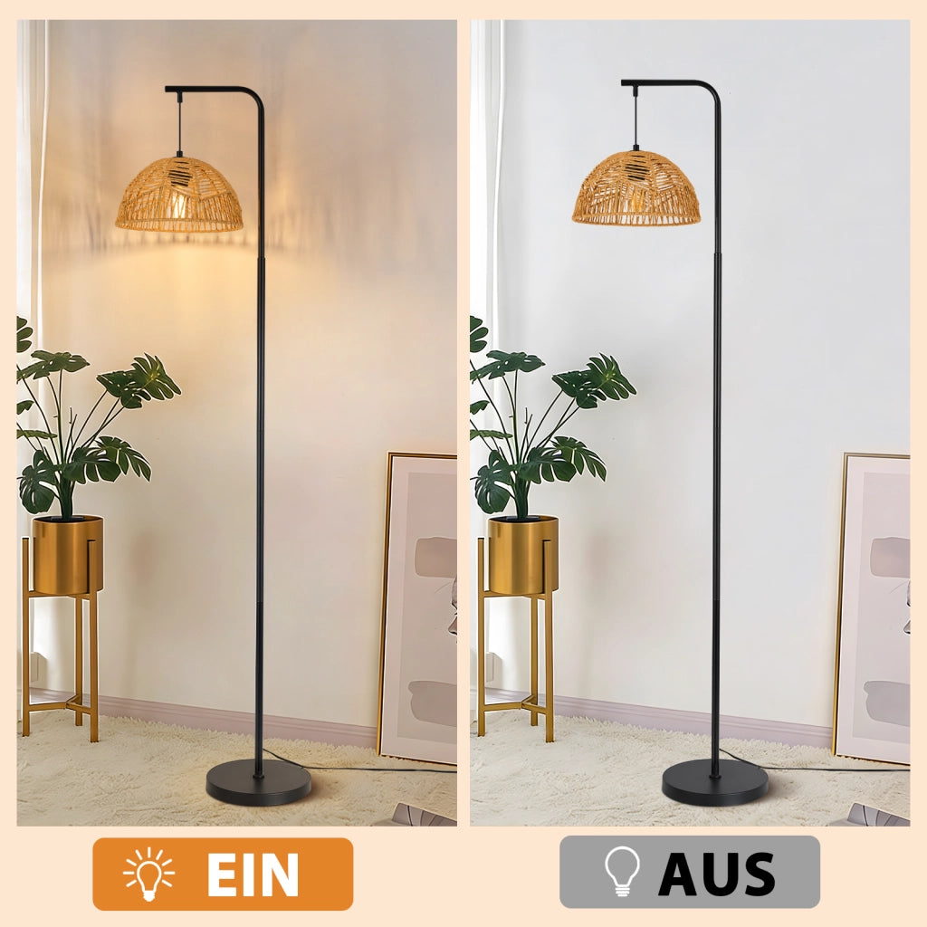 ZMH Lampada da Terra Boho Nera Paralume Corda Moderna 164cm E27 per Soggiorno Camera da Letto Senza Lampadine