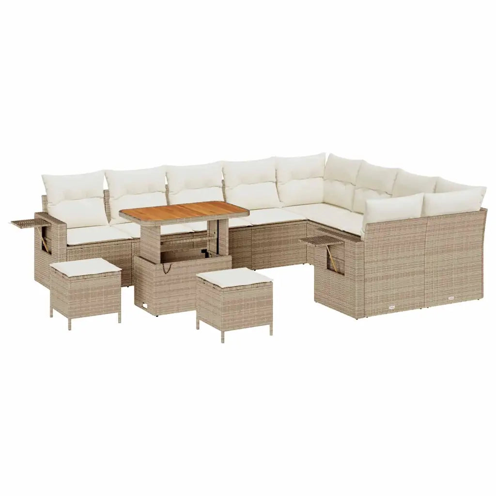 Set Divano da Giardino 12 pcs Beige polyrattan