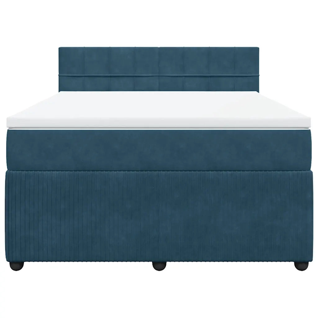 Giroletto a Molle con Materasso Blu 140x190 cm in Velluto