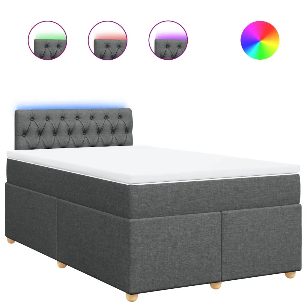 Giroletto a Molle con Materasso Grigio Scuro 120x200 cm Tessuto