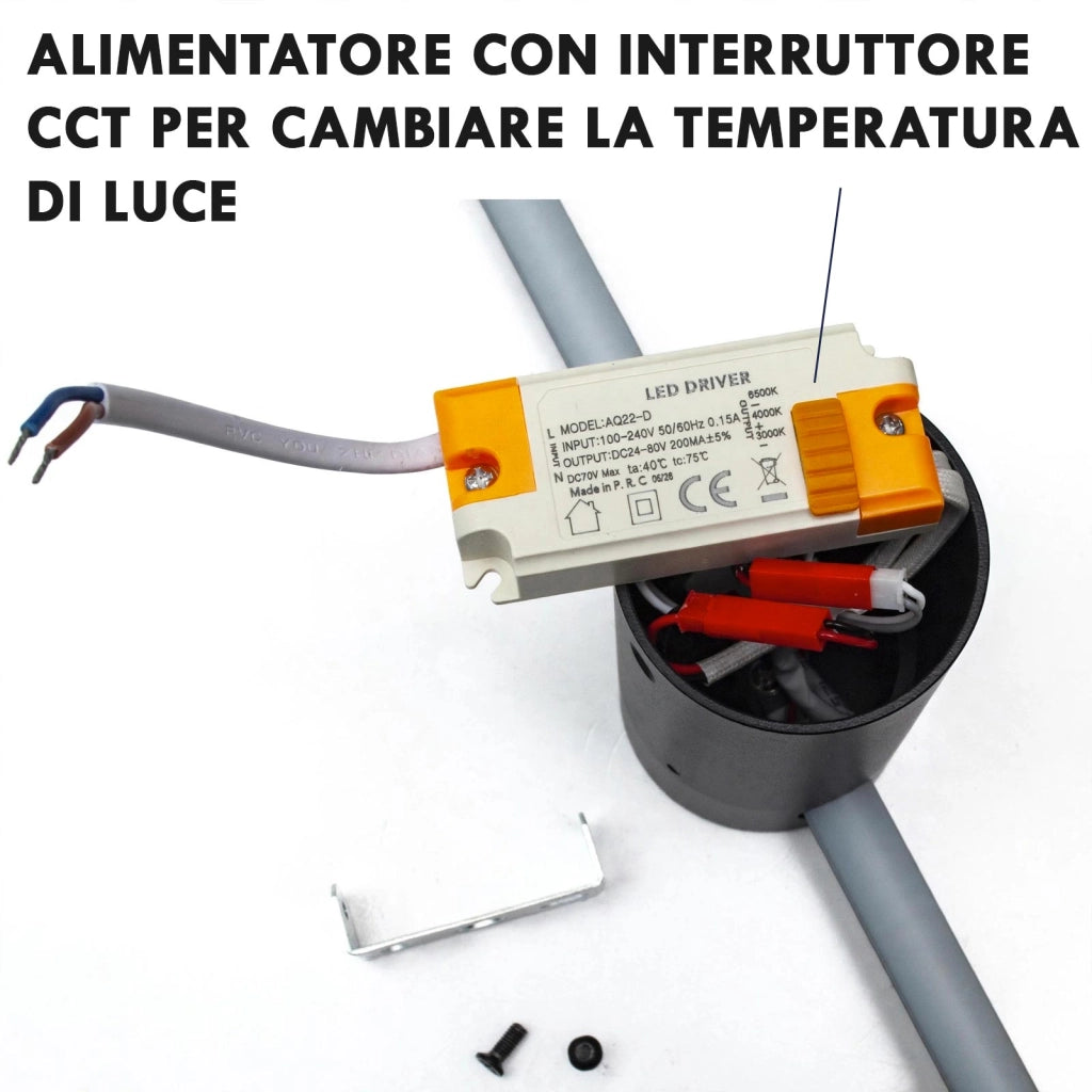 Applique Barra Luminosa Lineare LED 12W CCT Lampada Decorativa Moderna Parete Luce Orientabile Soggiorno Camera da Letto 230V NERO