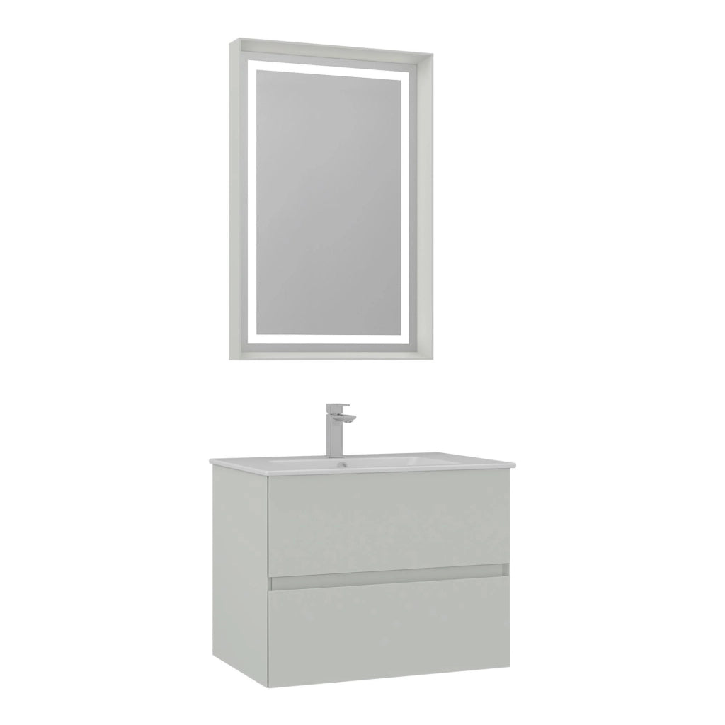 Set mobile lavabo con specchio (2 pezzi) "Nest 71 v2" - 71 x 51 x 55 cm - Cashmere opaco