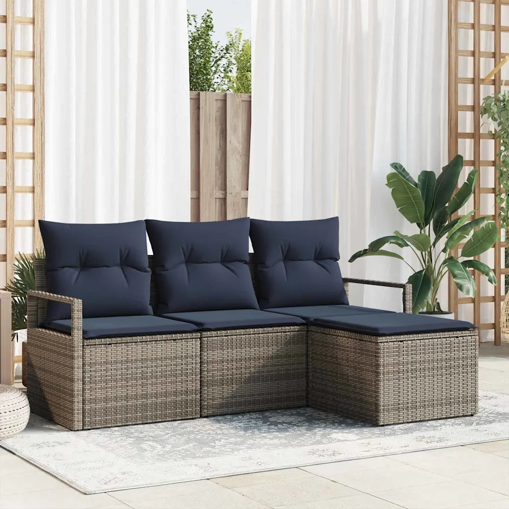 Set di divani 4 pcs Grigio polyrattan