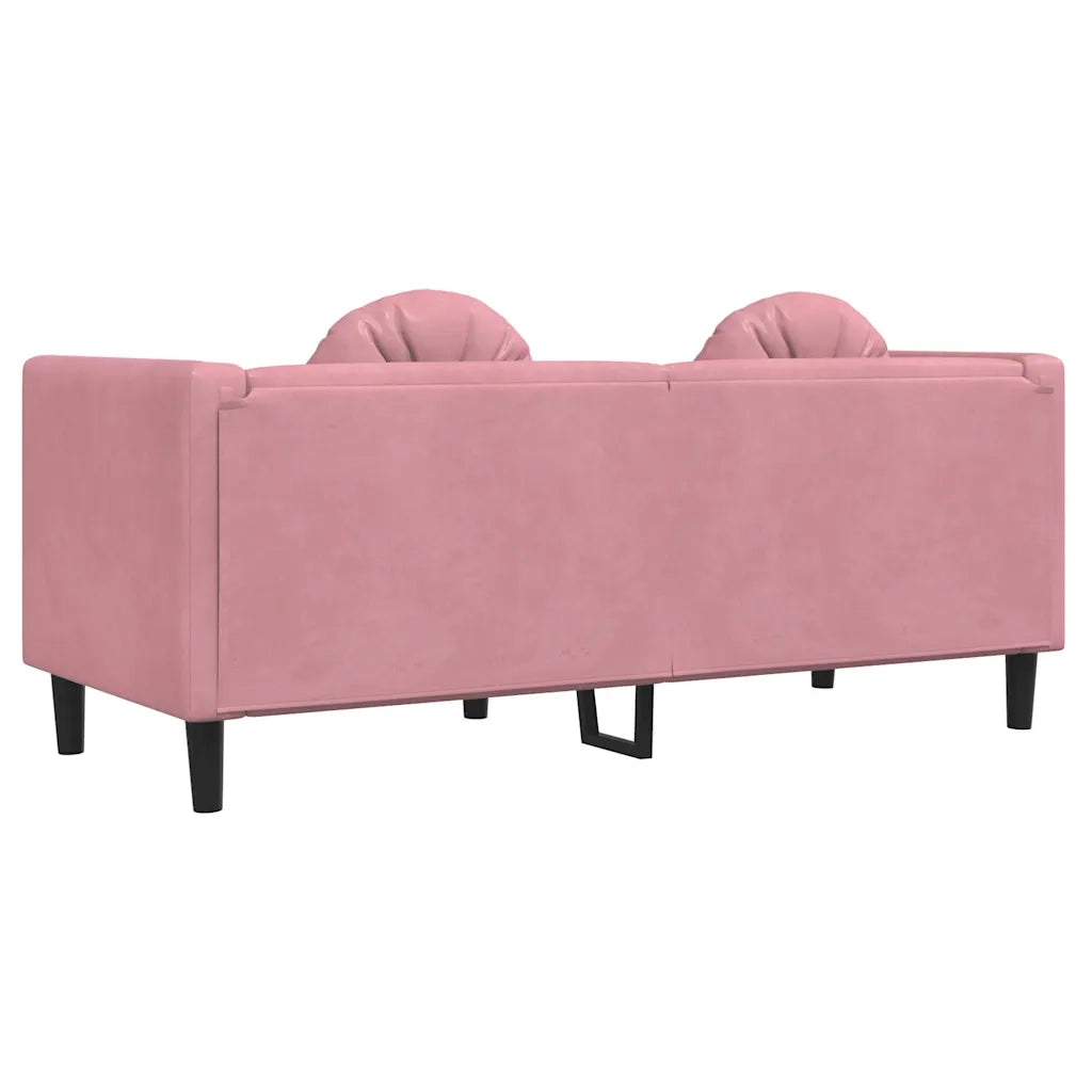 Divano a 2 Posti con Cuscini-Sofa 2 Posti con Cuscini Rosa in Velluto