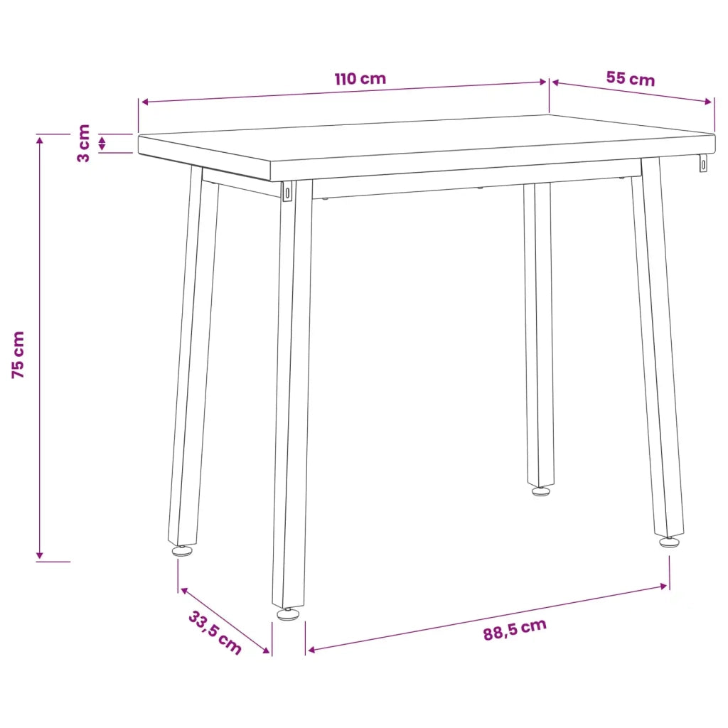 110 x 55 x 75 cm Legno di Acacia Massello Naturale e Caffè 937582