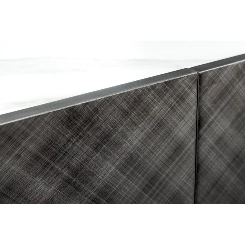Buffet 150 cm 3 porte 1 cassetto grigio e marmo bianco – Collezione MILANO