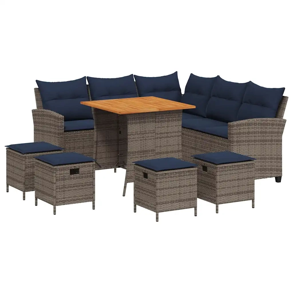 Set Divani da Giardino 6 pz con Cuscini a Forma di L Polyrattan 3213544