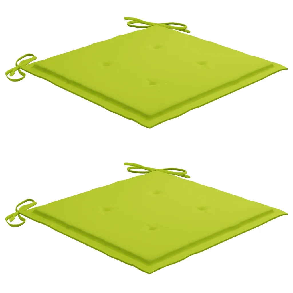 Sedie Giardino 2 pz e Cuscini Verde Brillante Massello di Teak 3062417