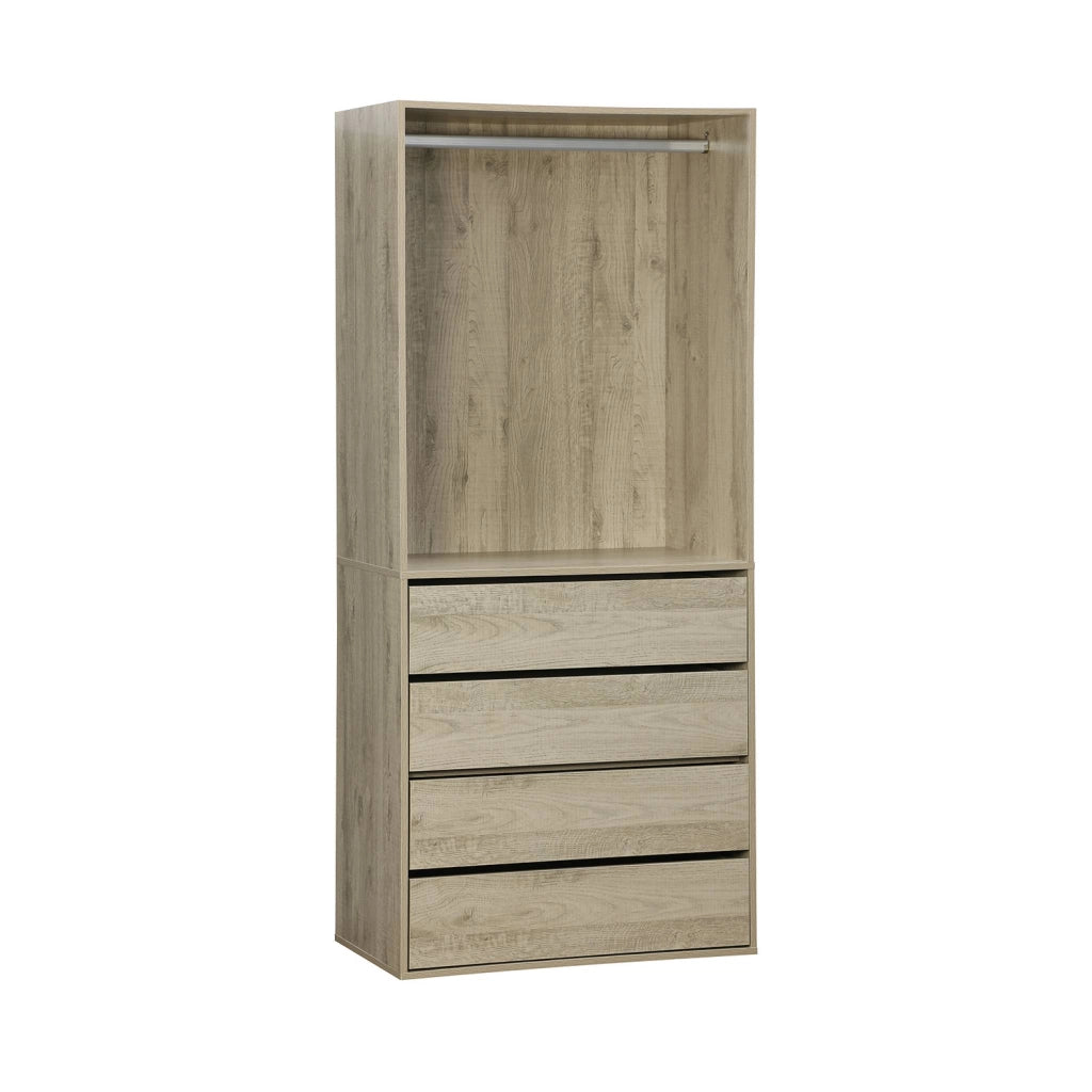 Modulo guardaroba con 4 cassetti e 1 spazio appendiabiti, marrone