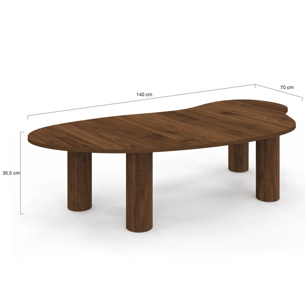 IDMarket - Tavolino ORGANIQUE 100 cm in legno effetto noce