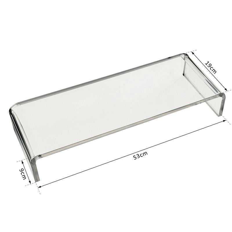 SUPPORTO IN VETRO ACRILICO TRASPARENTE PER COMPUTER TV SCHERMI 53 X 19 X 9 CM