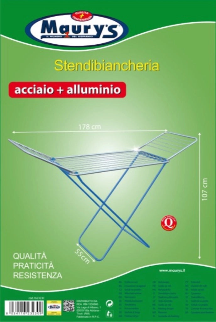 MAURY'S STENDINO IN ACCIAIO E ALLUMINIO DA 18MTL 178 X 55 X 107 CM