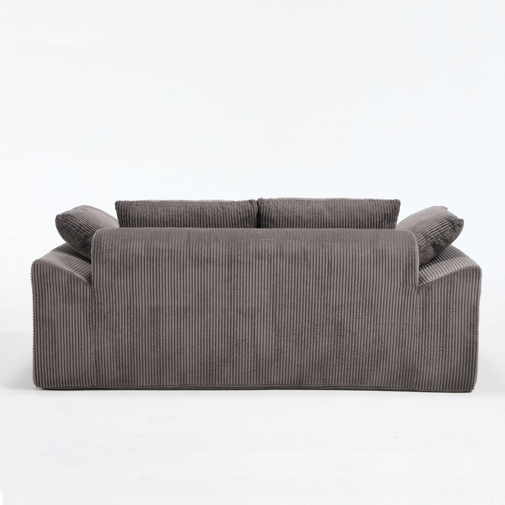 Canapé basso senza struttura con tasche laterali e schiuma memory per salotto e camera da letto in tessuto marrone grigio