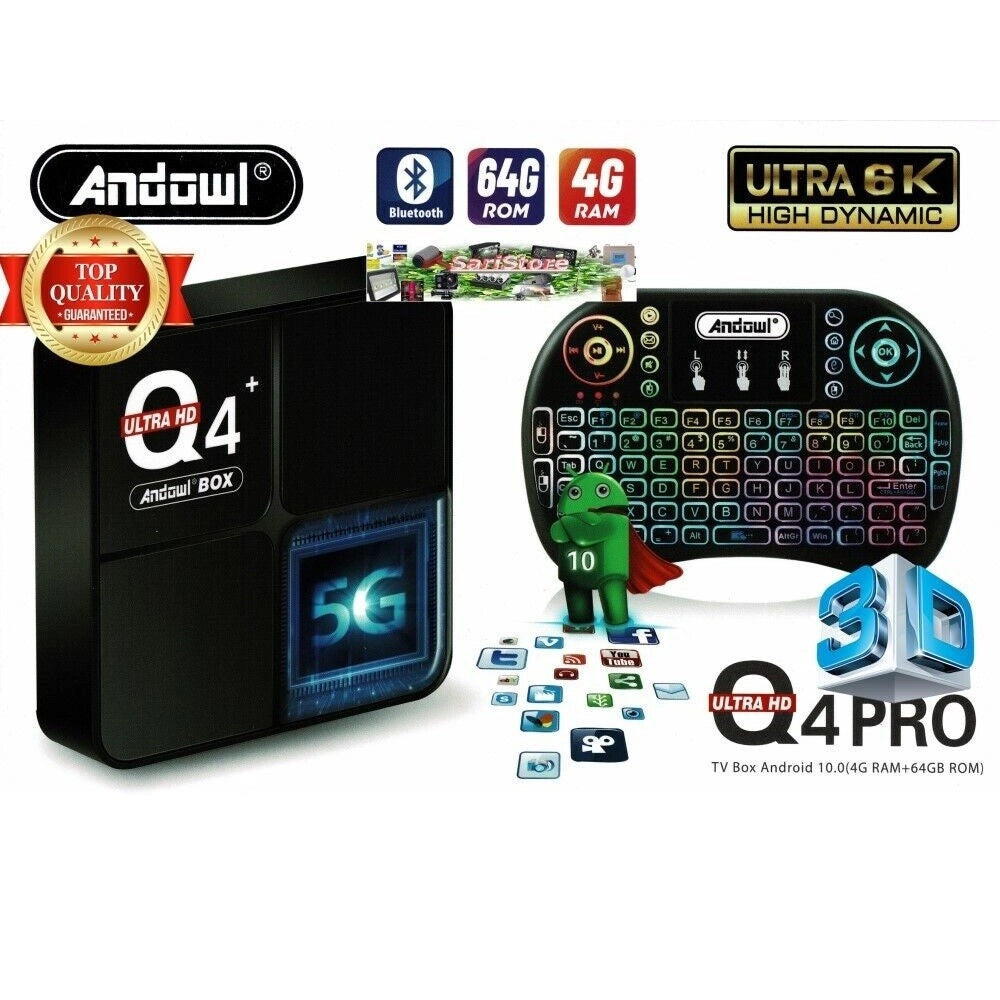 Trade Shop - Tv Box Hdmi Bluetooth 4gb Ram 64gb Rom 6k Ultra Hd Trasforma Tv Android Tv Q4pro -