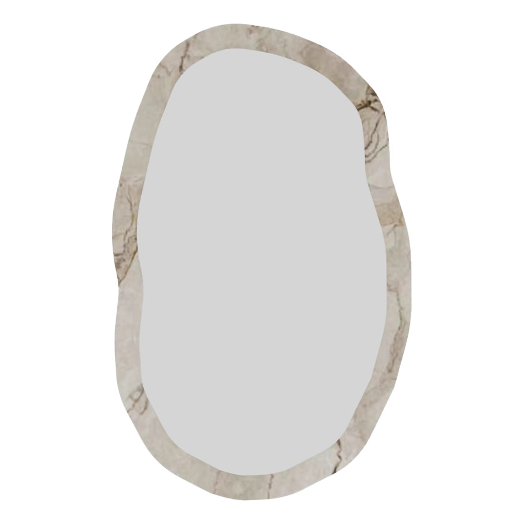 Tromello, Specchio Forma Ovale, 52x86h cm Bianco Marmo