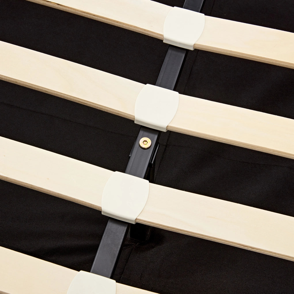 Letto imbottito 160x200 cm in PU nero con USB; LED e contenitore