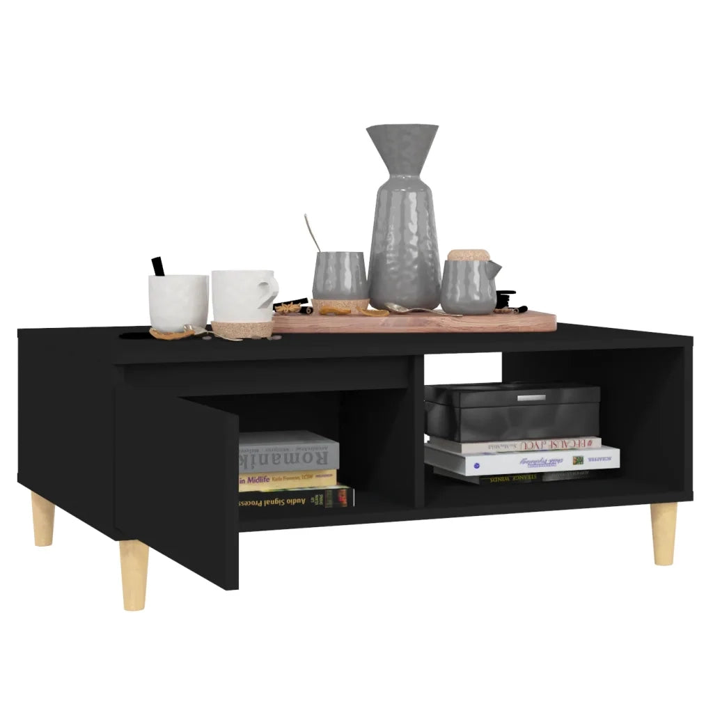 Tavolino da Salotto Nero 90x60x35 cm in Legno Multistrato 805996