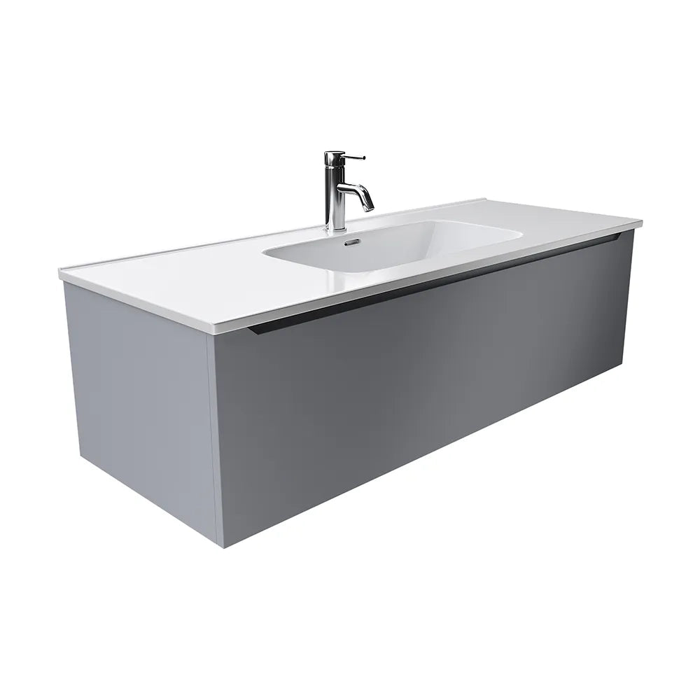 Mobile bagno sospeso 120 cm grigio opaco un cassettone con lavabo | Bako