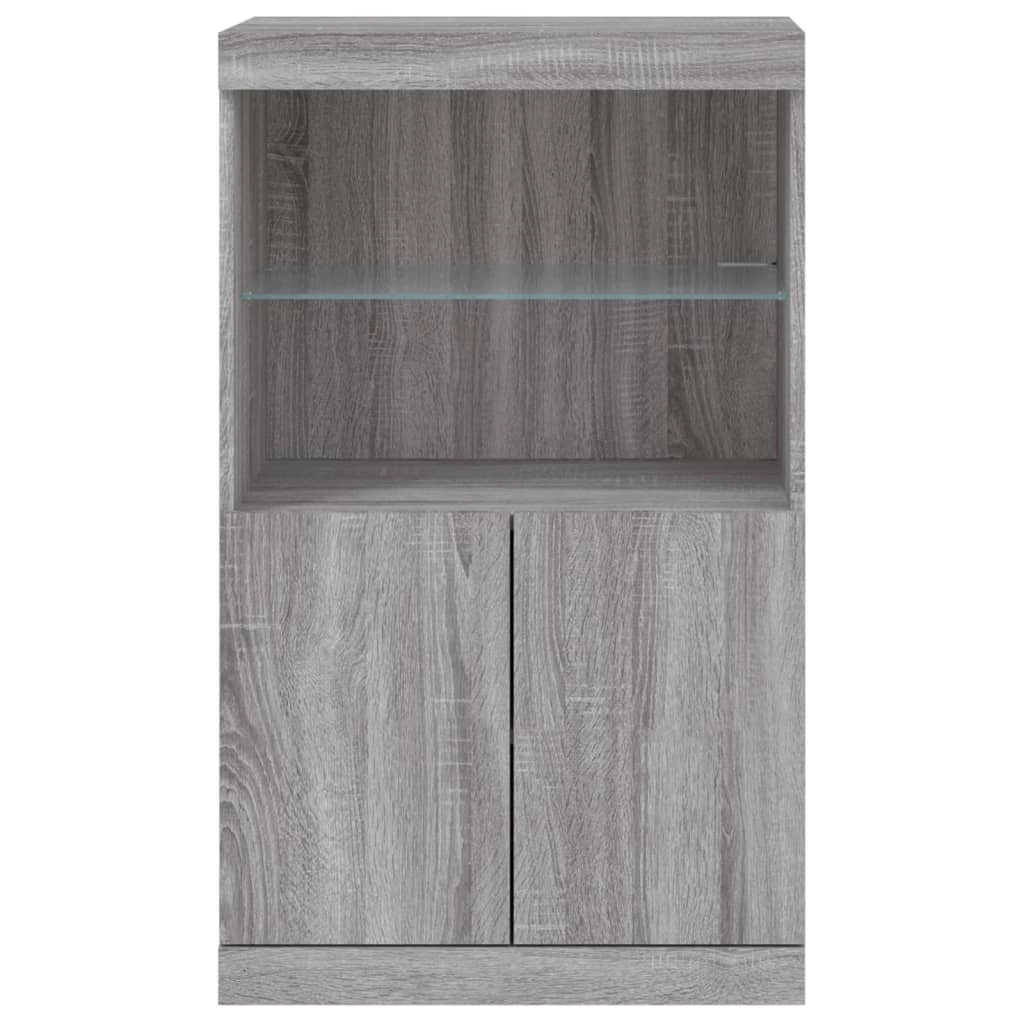 Buffet credenza cassettiera armadio mobile contenitore organizer per cucina soggiorno salotto con luci LED Sonoma 60,5 x 37 x 100 cm grigio 02_0030078