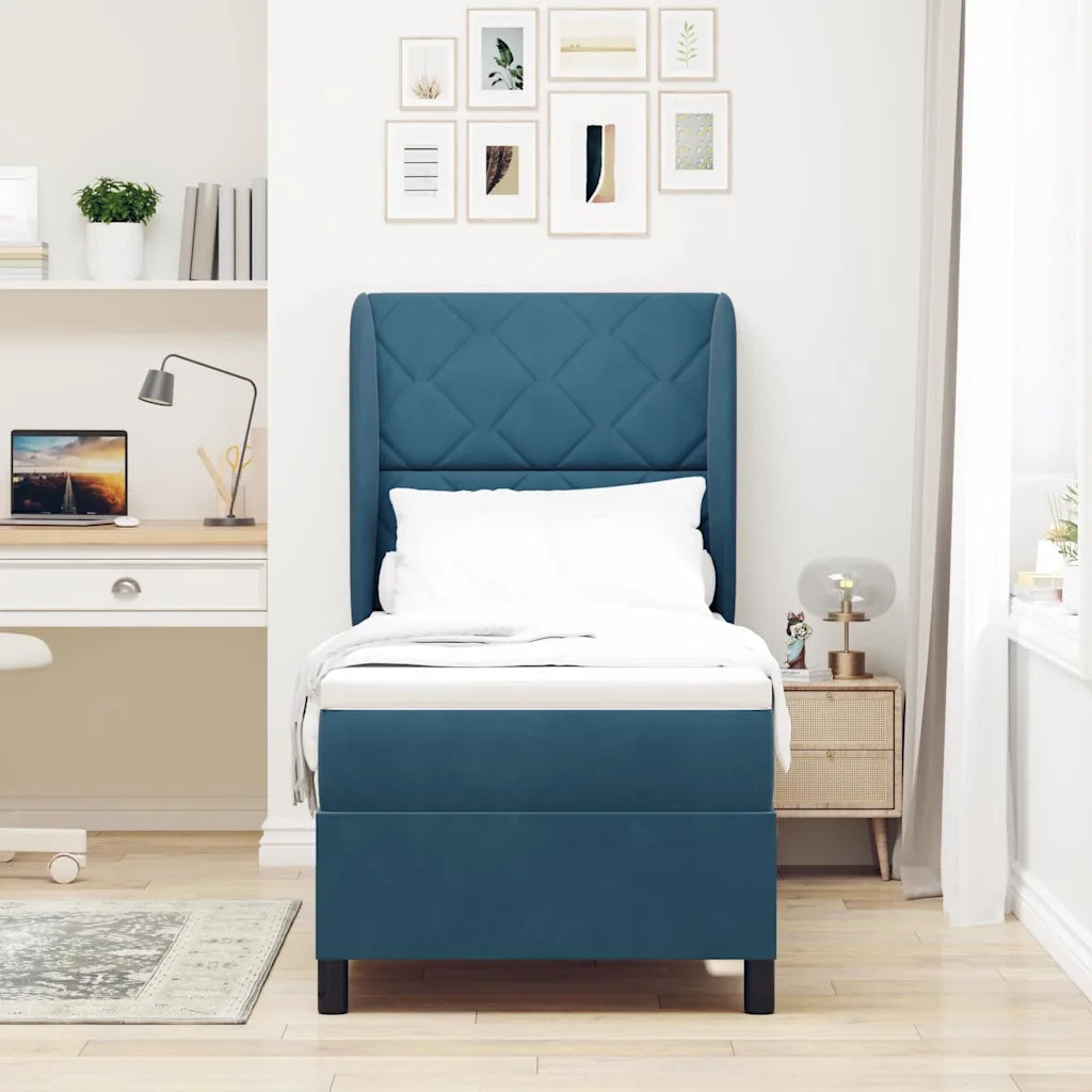 Letto a molle con materasso Blu Scuro 200 x 80 cm Velluto 3340956
