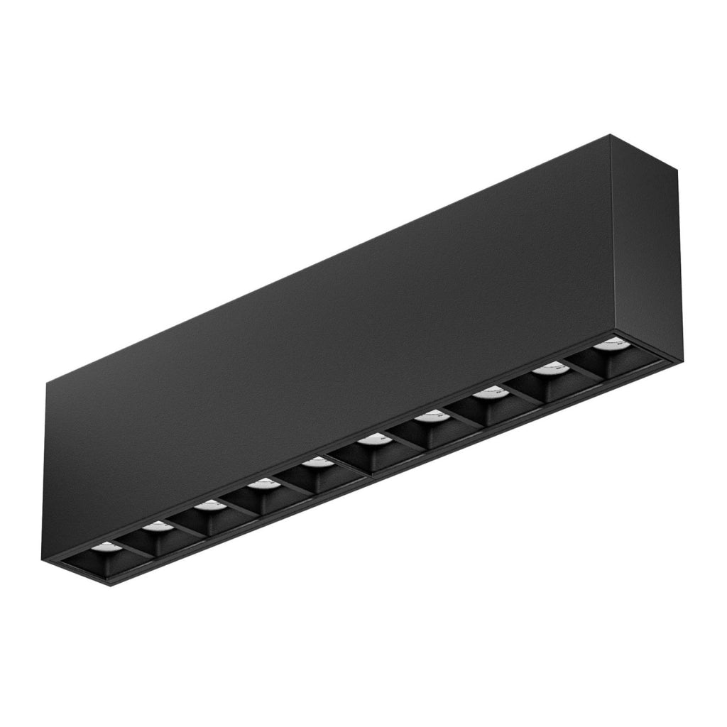 Plafoniera a 5 o 10 Punti Luce 20W 1600lm 3000K Nero Satinato - Ottica Antiabbaglio, Struttura in Alluminio - Gealuce