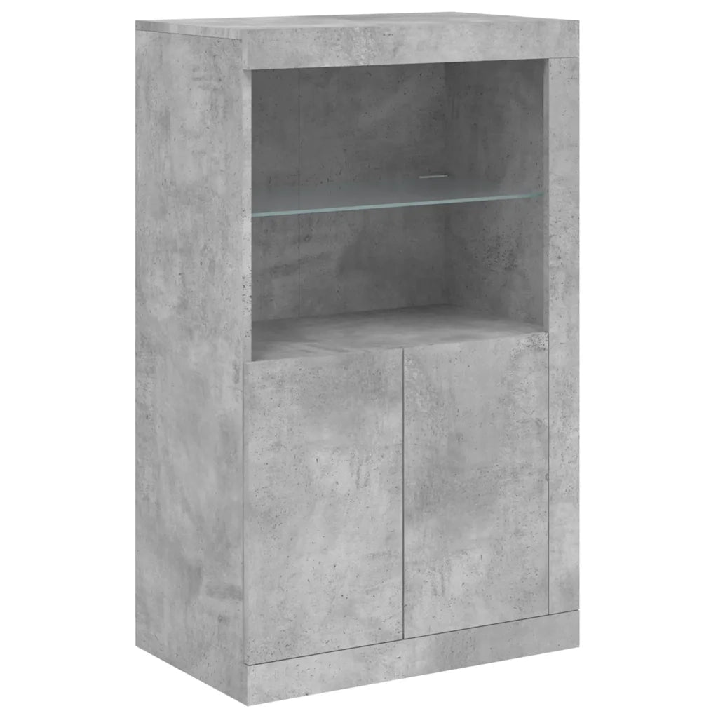 Credenza | Madia | Buffet da pranzo | Armadio da pranzo con Luci LED Grigio Cemento 162x37x100 cm