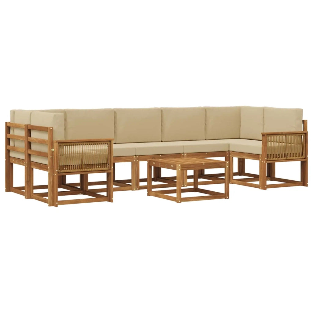 Set di divani da esterno 8 pcs Naturale e Beige Poliestere 3385079