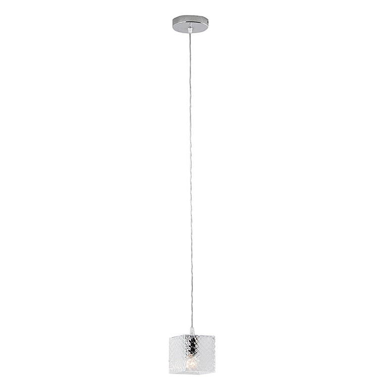 Talisker Sospensione Quadrata in Vetro Cristallo E14 IP20 - Lampadario a Luce Diretta in Vetro Lavorato a Mano per Interni - Rossini Group