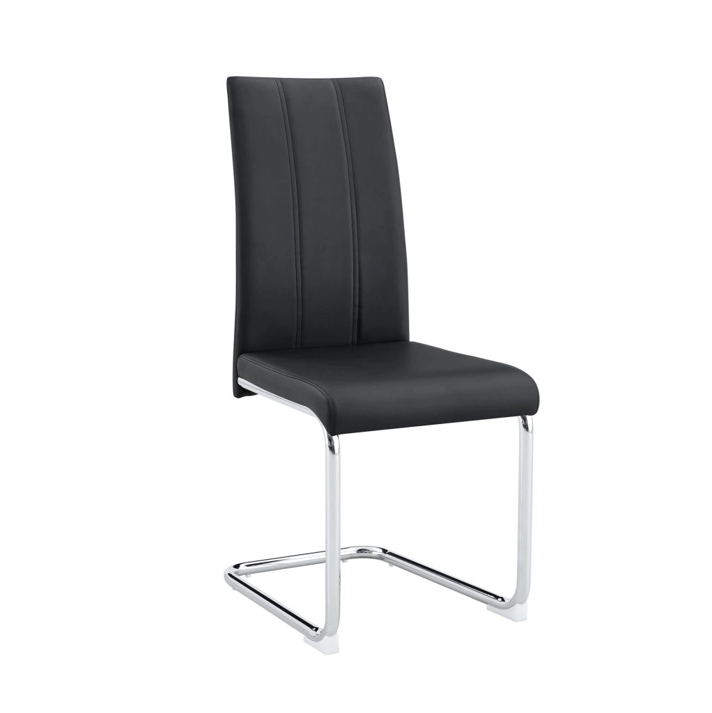 Sedia da pranzo moderna nera in PU e metallo con design ergonomico