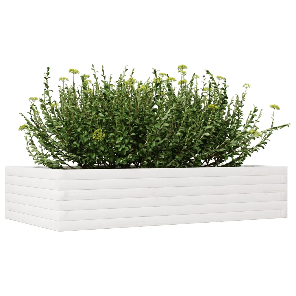 Fioriera da Giardino Bianca 110x60x23 cm Legno Massello Pino 847239