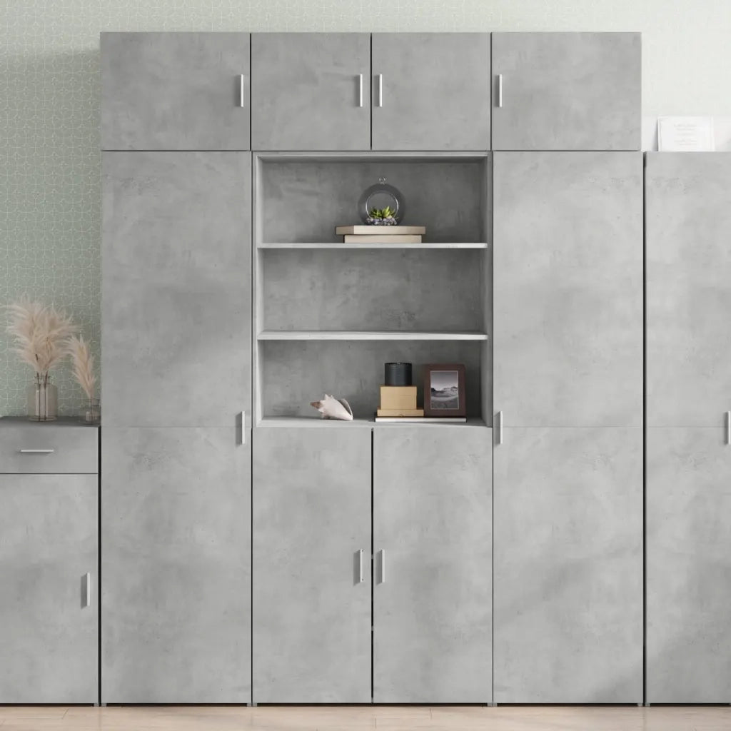 Credenza-Buffet-Armadio da cucina Grigio Cemento 80x42,5x185 cm in Legno Multistrato 643461