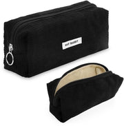 Etui a corduroy, organizzatore per attrezzature da ufficio, portatile, ideale per scuola e ufficio (nero)