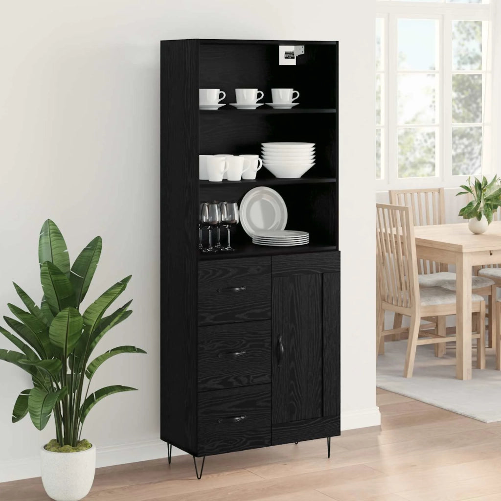 Credenza con cassetto 2 pcs Rovere Nero Legno multistrato 3416107