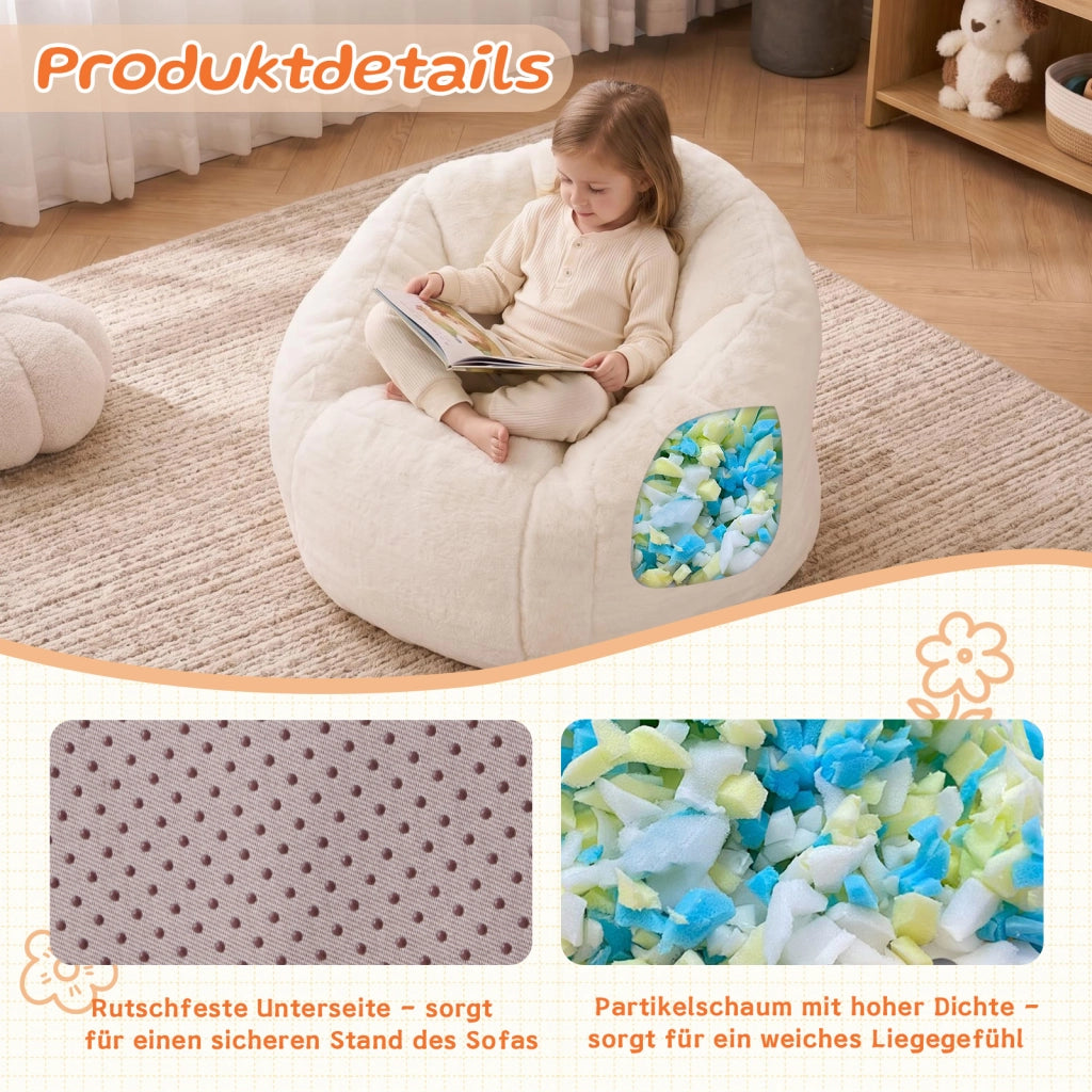 POUF Sacco in poliestere beige, piccolo, per cameretta e zona lettura