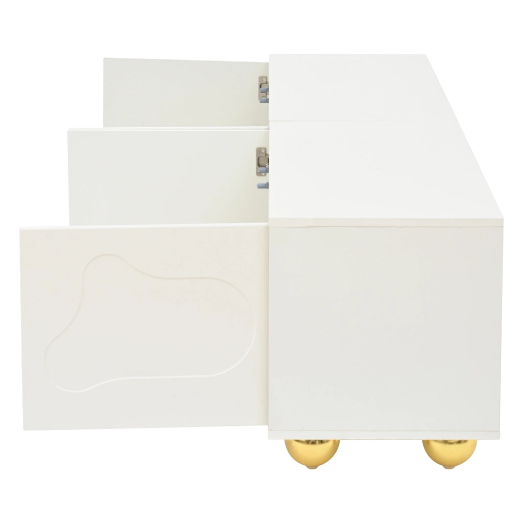 MOBILE TV 180x40x45 cm Bianco con 2 vani e 4 ante a forma di nuvola