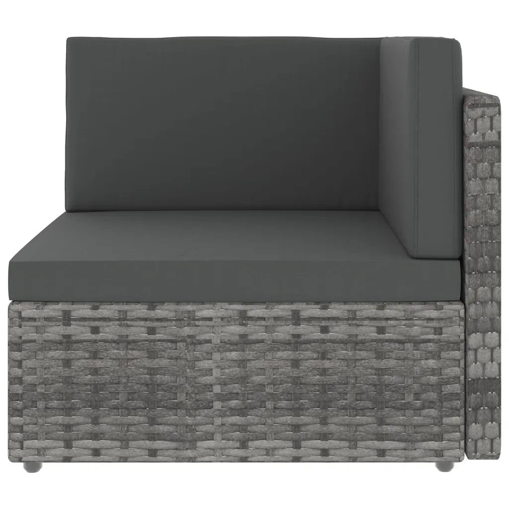 Divano ad Angolo Modulare-Sofa da Giardino in Polyrattan Grigio