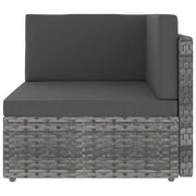 Divano ad Angolo Modulare-Sofa da Giardino in Polyrattan Grigio