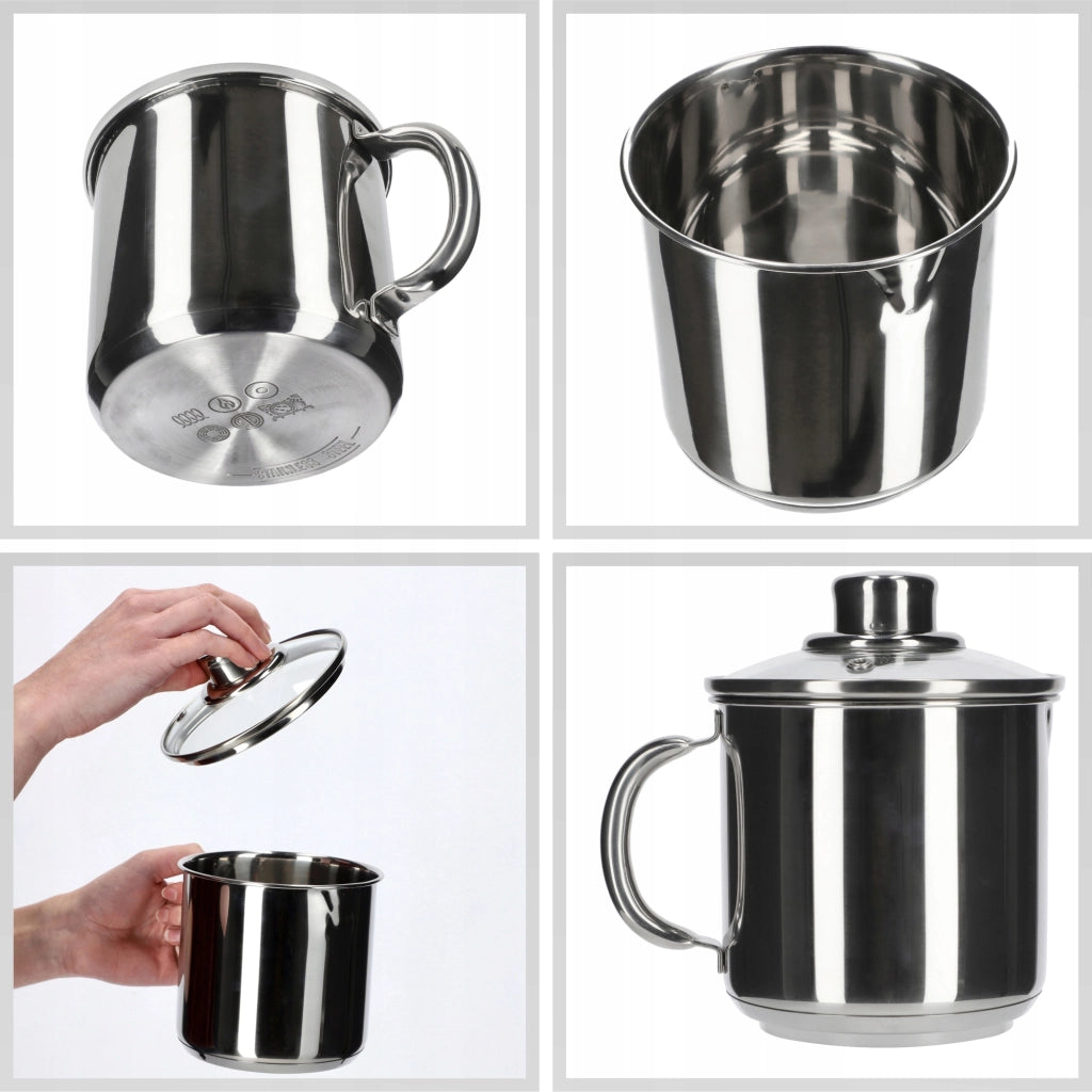 Pentola in acciaio inox KADAX per bollire il latte, 1,2 l, con coperchio, adatta a piani cottura a induzione e gas.